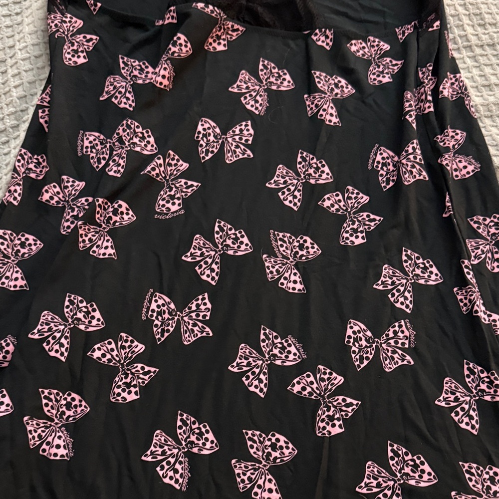 Heavenly by Victoria’s Secret Black Slip Dress with Pink Bow Pattern - NWOT - M - Picture 8 of 8